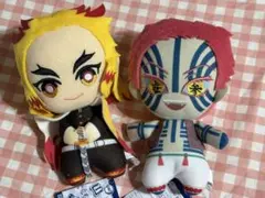 新品タグつき鬼滅の刃煉獄杏寿郎＆猗窩座ともぬい伍ノ型セットバンプレストぬいぐるみ