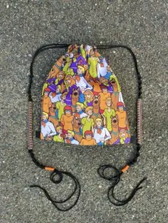 ナップサック　オレンジ　Y2K ハンドメイド　リュック　オシャレ　韓国