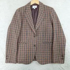 ユニクロ　INES　テーラードジャケット　ツイード　千鳥格子　ブラウン系　L