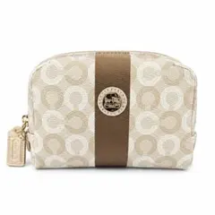 新品未使用 COACH シグネチャー 化粧ポーチ PVC ベージュ 小物入れのサムネイル