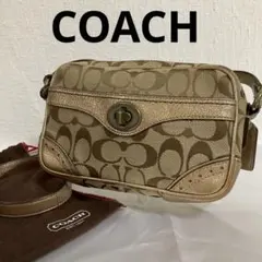 COACH コーチ　ショルダー バッグ　シグネチャー　フロントターンロック