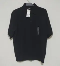 UNIQLO ウォッシャブルニットポロセーター 　ブラック サイズL