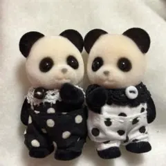 シルバニアファミリー 赤ちゃん ロンパース レースタイプ モノクロ 白黒 ドット