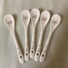 陶器製 スプーン 5本セット 花柄