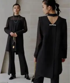 ブラック パンツセットアップ バックオープン
