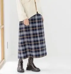 LEPSIM ネイビー チェック柄 タイトスカート