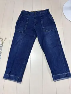 希少90s刺繍付きダークブルーデニムパンツのサムネイル