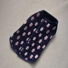 ハンドメイド犬服　フクロウ柄ネイビー　タンクトップ　ベストペット服