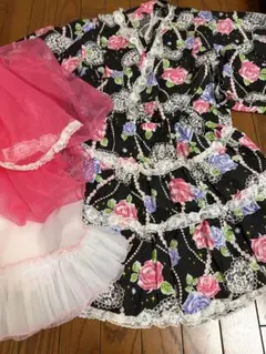 浴衣ドレス 薔薇柄 レース フリル