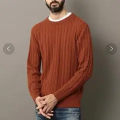 BEAUTY&YOUTH L&F カシミヤ100 ケーブル ニット オレンジ M