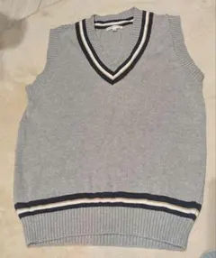 Vネック スクールベスト グレー ライン入り CONOMi