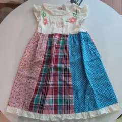 ☆新品未使用☆C.H.CHAMP パッチワーク風 半袖ワンピース 110cm