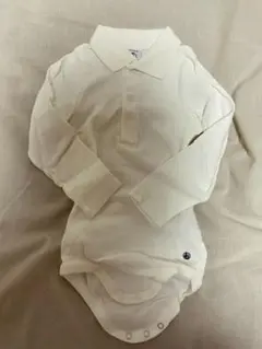 PETIT BATEAU 長袖ポロシャツ ロンパース18m/81cm ホワイト