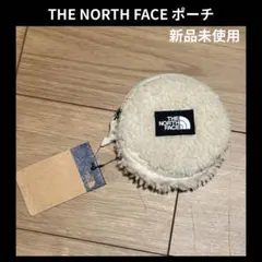 韓国限定ノースフェイス 丸型 もこもこ　フリース ポーチ クリーム 小銭入れ