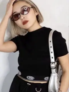 EMODA（エモダ）ジャガードフィットTシャツ ブラック