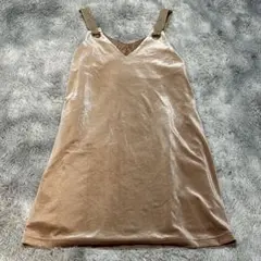 【美品】キャミソール　ワンピース　ベージュ　ベロア　Ｉラインシルエット　Mサイズ