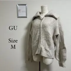 GU パフィータッチジップニットブルゾン レディース オフホワイト Mサイズのサムネイル