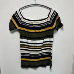 オフショルダー ストライプ 半袖トップス