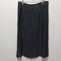 ❤海外古着 ブラック ランダムプリーツ ロングスカート ウエストゴム仕様