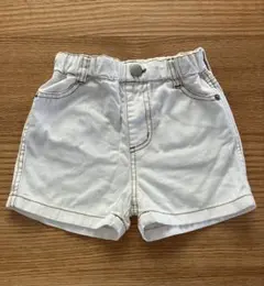 プティマイン　防汚　ハートポケット　デニムショートパンツ　ホワイトデニム