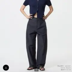 ユニクロ ジャージーバレルレッグパンツ ネイビー