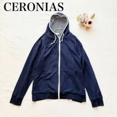 【セロニアス】ジップアップパーカー（LL）フーディ 大きなサイズ 紺