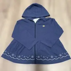 スラップスリップ　花柄刺繍付きネイビー パーカー 100cm
