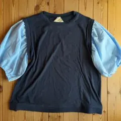 る*み様 ネイビー バルーンスリーブ トップス LL