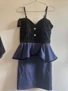 ペプラムスタイルドレス Sサイズ 黒とネイビー