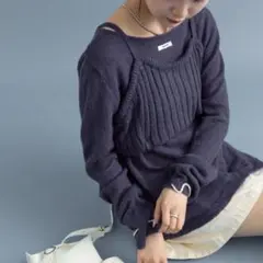 mystic シアーニットビスチェSET ネイビー