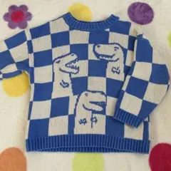 エイチアンドエム キッズ ニット セーター 恐竜 チェッカー 90