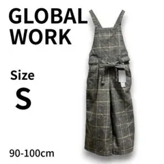 GLOBAL WORK キッズ サロペット S グレー チェック 375