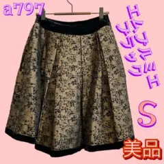 エムプルミエブラック　フレアスカート　S ブラウン　高級感ある美品のサムネイル