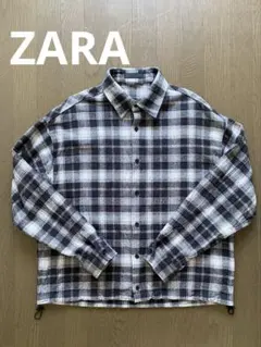 ZARA MAN 黒白チェック柄 長袖シャツ