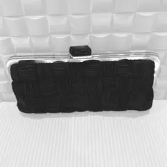 黒い編み込みデザインパーティーバッグ