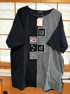 新品❣️ ドラッグストアーズ 切り替えTシャツ ブラック チェック柄　ハートンのサムネイル