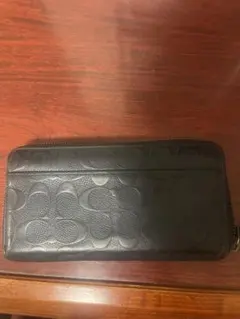 COACH 黒レザー 長財布 エンボス加工 コーチ - メルカリ