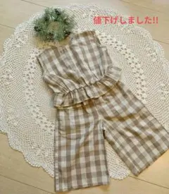 m*。様 【美品】pairMANON ギンガムチェック セットアップ 90cmのサムネイル