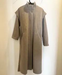 ゆきさま イエナ✨近年モデル　ロングスリットノーカラーコート　ベージュ系　38 ゆきさま イエナ✨近年モデル ロングスリットノーカラーコート