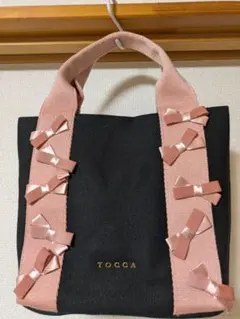 TOCCA リボン装飾 トートバッグ 黒とピンク