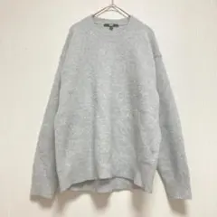 【ユニクロ】UNIQLO ニットセーター長袖 グレー ウール混 レディースL秋冬