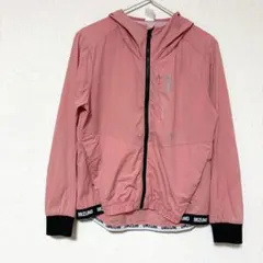 ミズノ　ウィンドブレーカー　フルジップ　フーディー　ロゴ入り　ピンク　（M）