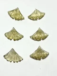 レモンクォーツ　銀杏カービング　14kgf ピアス