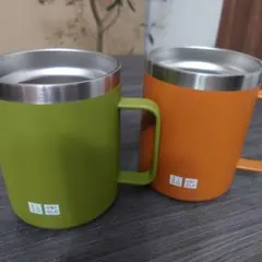 UNIQLO ステンレス　マグカップ オレンジ グリーン 2個セット