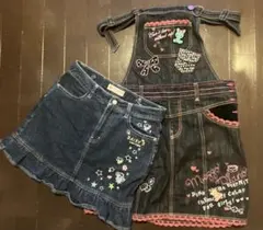 メゾピアノジャンパースカート デイジーラヴァーズスカート デニム　刺繍　2セット