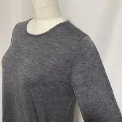 体型カバー◎グレー ニットワンピース 長袖