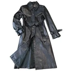 MaxMara オールレザー ロングコート トレンチコート ブラック 黒