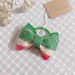 ハンドメイド リボンヘアゴム チュールリボン 可愛い星柄 ラッピング プレゼント