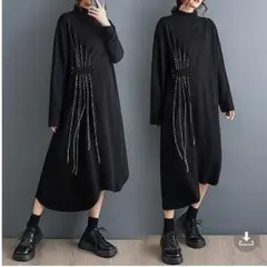 大きいサイズ レディース ワンピース　ブラック　春 秋冬 新品 長袖