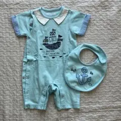 bebe reduction 水色ロンパース ビブ付き